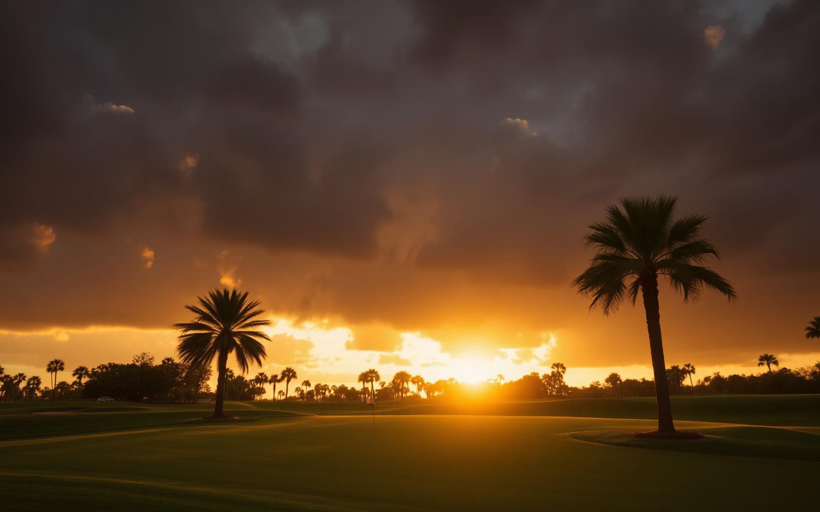 Florida golf course at golden hour